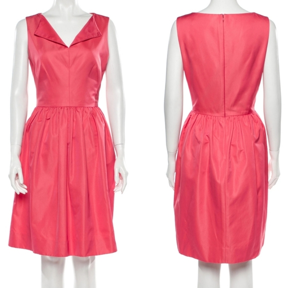 Lela Rose Slit Front Full Skirt Peony Peplum Dress - Picture 1 of 8